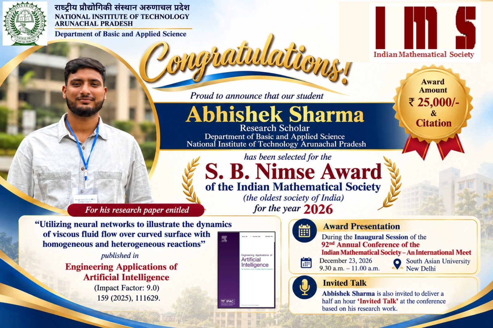 S B Nimse Award